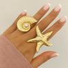 Irregular Vintage Conch Rings Adjustable Geometric Rings Pearl Starfish Rings Summer Beach