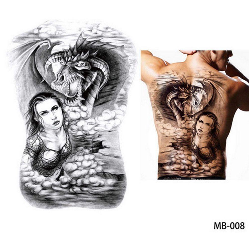 Wolf Large Tiger Dragon Full Back Tattoo Stickers Tattoo Sticker Waterproof Decal TemporaryTattoo