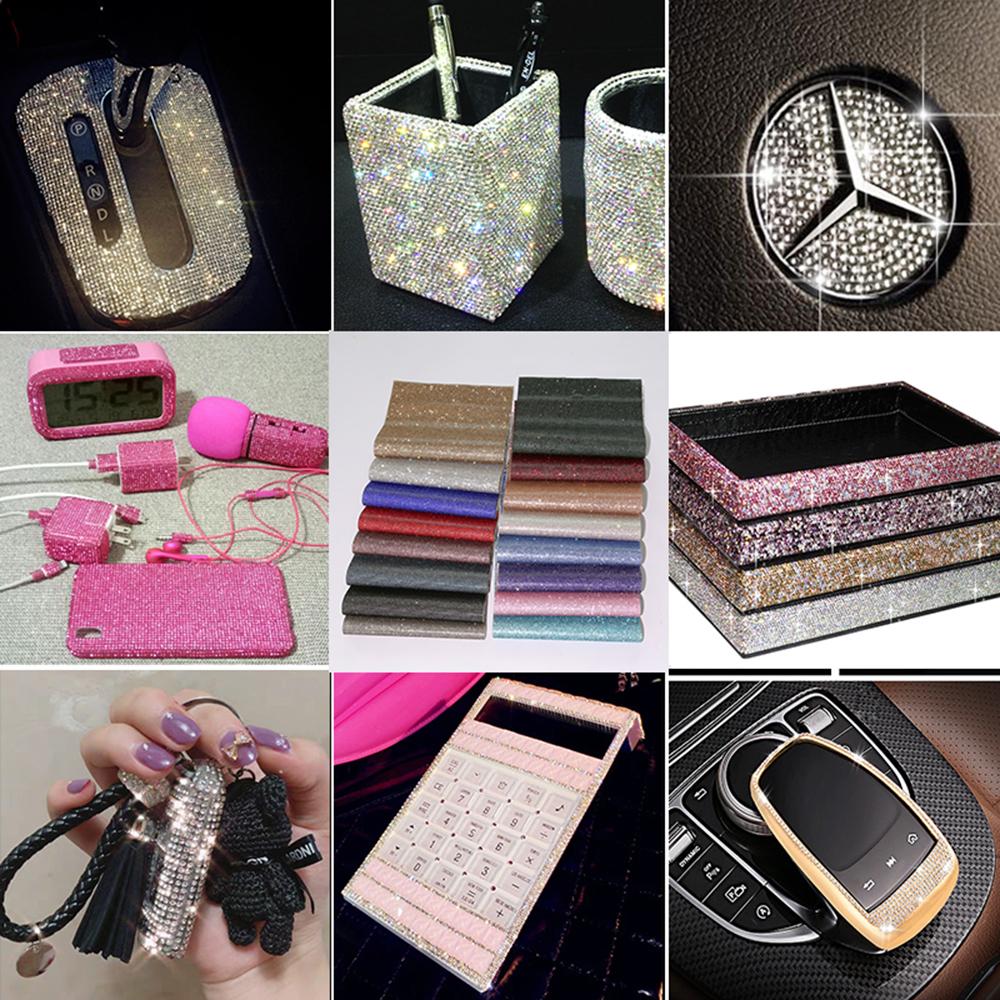 DIY Rhinestone Sheet Self Adhesive Rhinestone Trim Luxurious Crystal Sheet Stickers for PC Phone Case Shoes Car Decoration