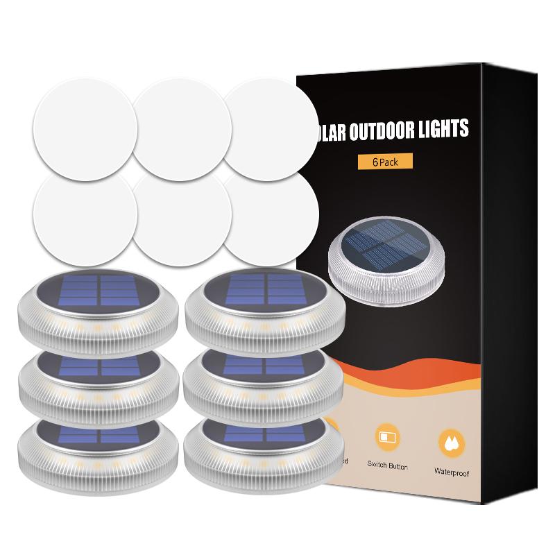 6 Pack Solar Powered IP68 Waterproof Outdoor Step Security LED Pathway Lights with 3M Adhesive & 1-Year Warranty