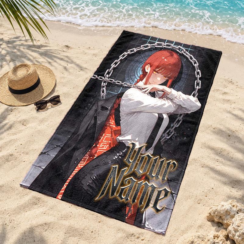 Chainsaw Man Custom Name Beach towels also serve as bath towels summer essential a musthave for the outdoors the beach and the pool