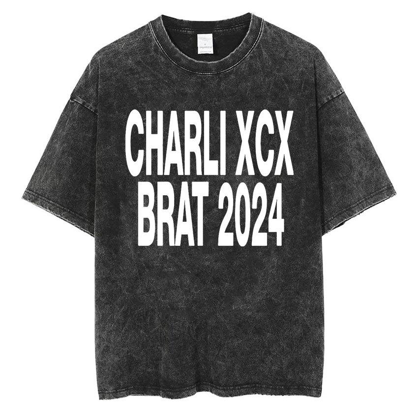 Футболка Charli XCX Brat 2024 с принтом логотипа альбома женская унисекс хип-хоп с коротким рукавом