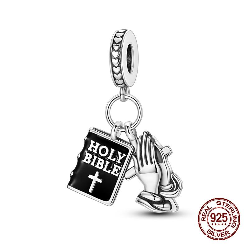 Шармы Медь Ангел Молитва Крест Библейская Серия Шармы Бусины Подходят 3 мм Оригинальные Браслеты Сделай Сам Пасхальные Ювелирные Изделия Подарки