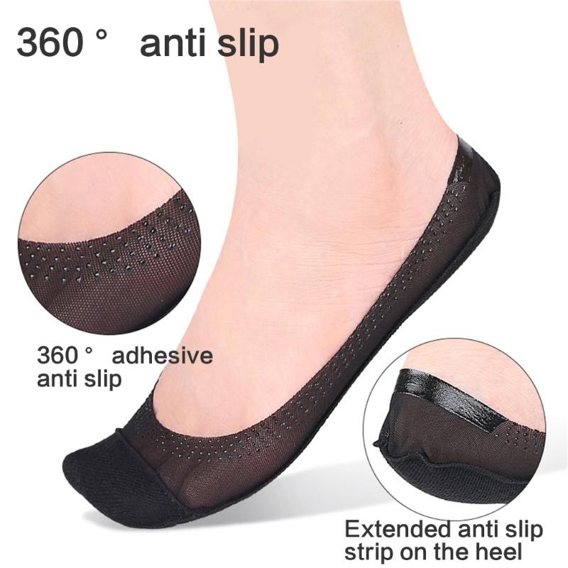 Women's Lightweight Invisible Liner Socks For Shallow Shoe Cotton Blend Mesh Fabric Nonslip Summer Footwear Accessories