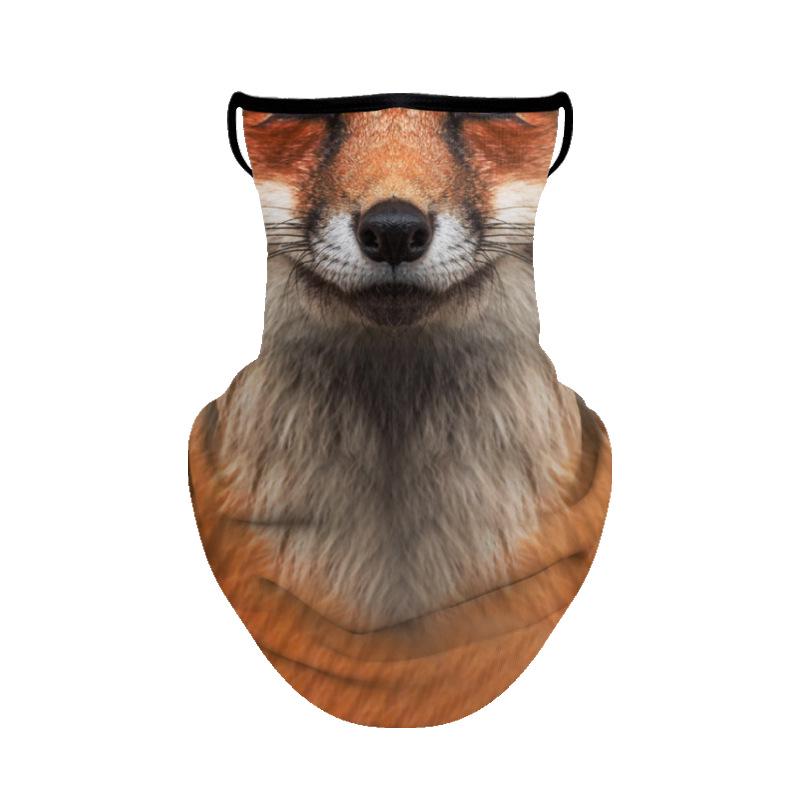 TikTok Animal Face Mask: Outdoor Ear-Hanging Sunscreen Neck Gaiter for Cycling, Ice Silk, Breathable, Summer-Ready