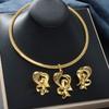 Gold Color Collar Necklace Earrings Zircon Set for Women Dubai Africa Luxury Quality Jewellery Party Wedding Accessories