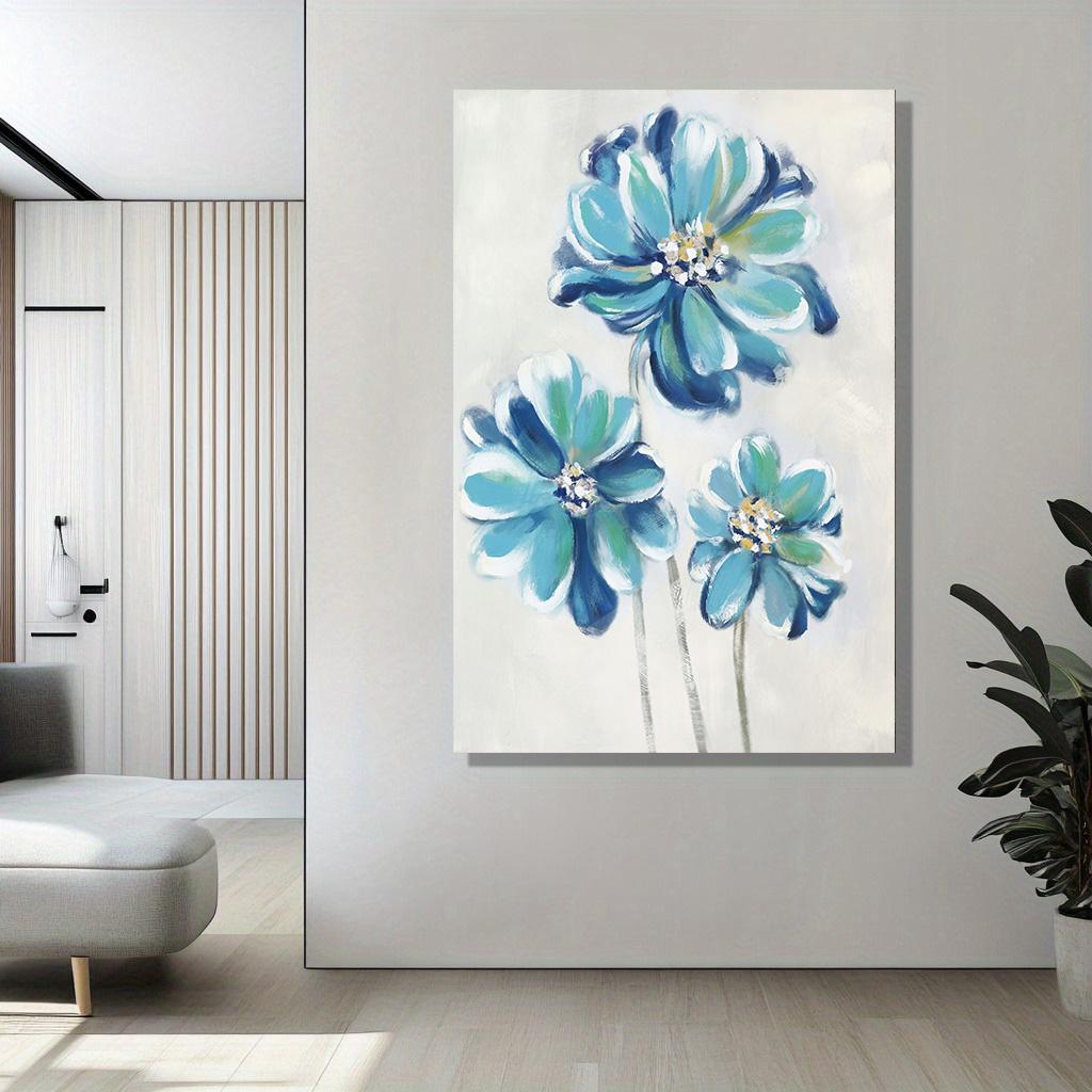 Картина на холсте для гостиной, фермерский дом, винтажные синие цветы, настенный декор для спальни, ванной комнаты, печать на холсте