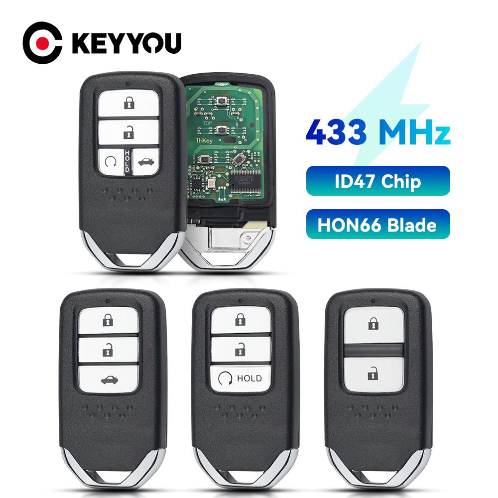 KEYYOU KR5V2X Для Honda Accord Piot CR-V Civic HRV 2016 2017 2018 2019 2020 433 МГц Чип ID47 Умный Дистанционный Ключ от Автомобиля 2/3/4/5/6/7BNT