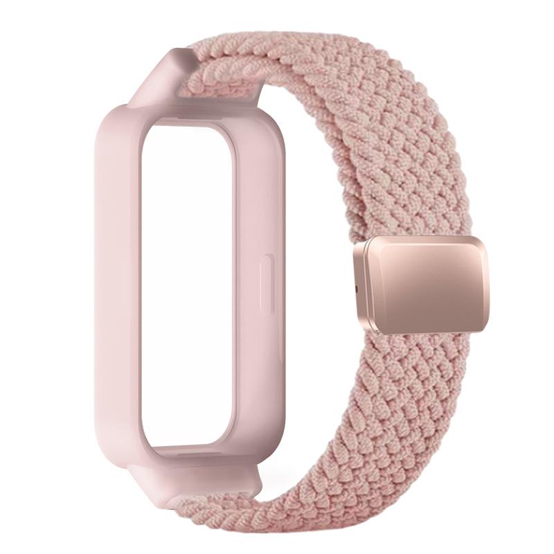 Плетеный ремешок+Чехол из ПК для Xiaomi mi band 9 8 active аксессуары спортивный магнитный Нейлоновый браслет correa+Чехол для Redmi band 3 2