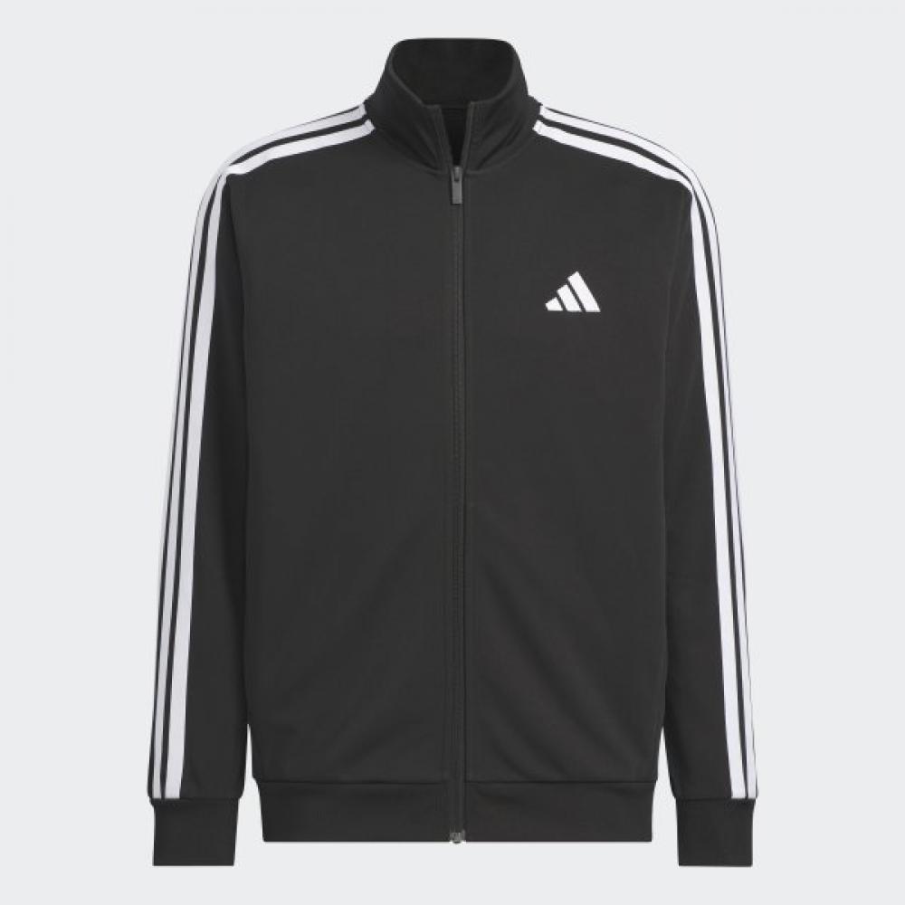 Adidas Unisex 3s Regular Fit Double Knit Track Jacket Performance Jersey Functional Black