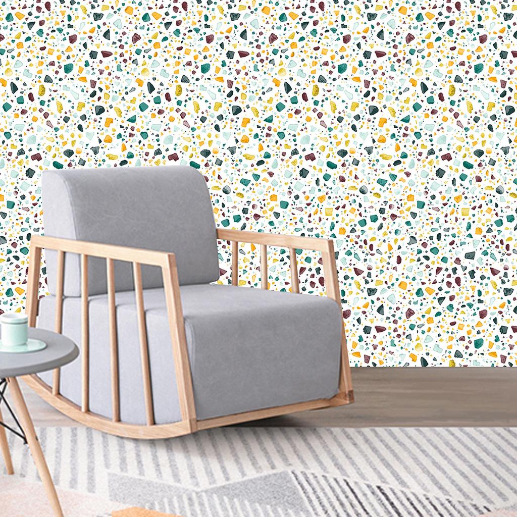 Съемные самоклеящиеся обои для гостиной и спальни (45 см * 300 см Терраццо с акварельными цветами