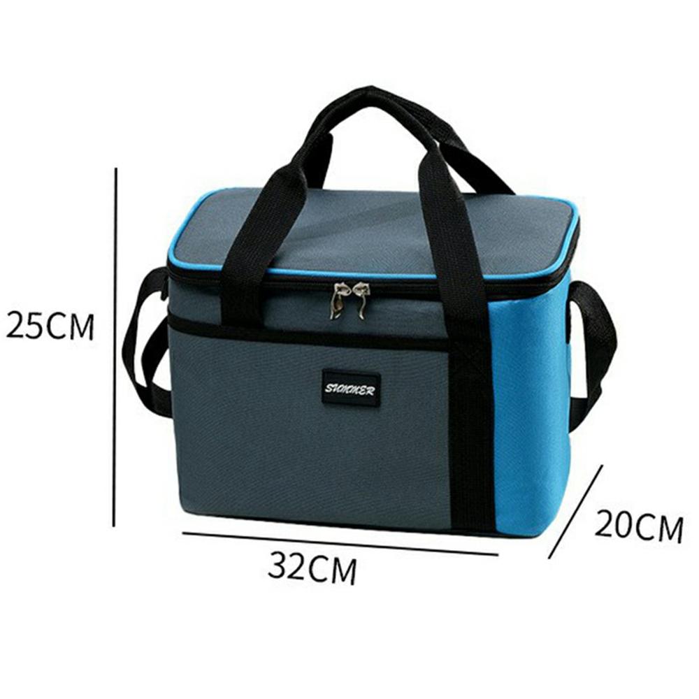 Size L 16L Portable Cooler Bag for Outdoor Picnic 600D Oxford Fabric Color Block Large Capacity Insulated Lunch Bag
