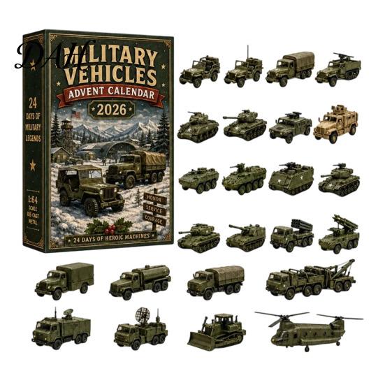 Kids Christmas Gift 2026 Transportation Advent Calendar, 24-Day Acrylic Ornament Set with Vehicle Holiday Companion Figures, Tree Hanging