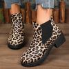 Ladies Shoes  Brand Slip On Ankle Women's Boots Outdoor Modern Boots Women Leopard Round Toe Plus Size Med Heel Shoes Women