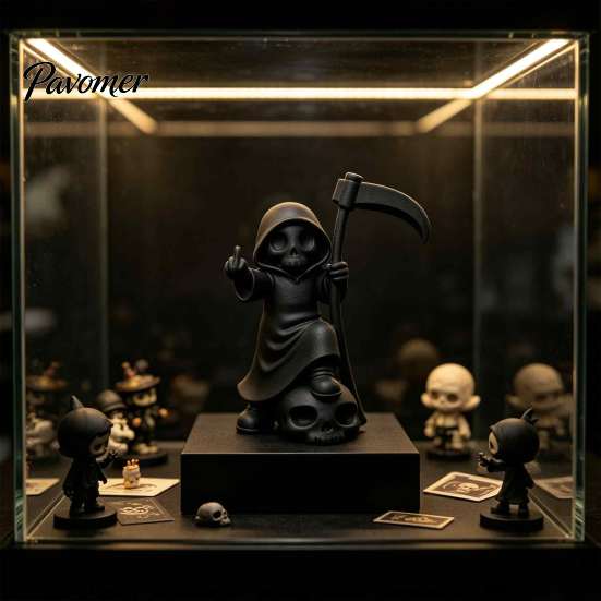 Коллекционная Креативная Арт 3D-печатная Милая Фигурка Жнеца, Маленькая Статуэтка Скелета с Художественным Жестом, Украшение Коса и Черепная Основа, Забавная Готическая