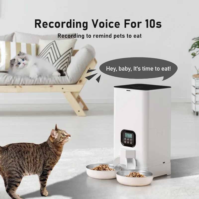 Кормушки для кошек, большая емкость, автоматическая кормушка, 6 л, двойной автоматический дозатор корма для кошек, умная синхронизированная кормушка для кошек, сухой корм для собак