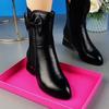 Winter Women's Ankle Boots  Waterproof Cover with Chunky Heel & Pointed Toe Side Zipper Closure