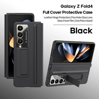 Роскошный противоударный защитный чехол для Samsung Galaxy Z Fold 5 4 3, чехол-подставка, жесткий чехол для ПК с защитным стеклом переднего экрана