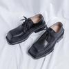 British Style Original Stylish Mens Shoes Comfy Thick Bottom Designer Casual Shoes Leather Tooling Square Toe Thick Heel Shoes