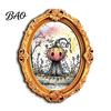 Decorative Metal Cabinet Magnets Halloween Wooden Frame Refrigerator Magnet, Retro Oval Fridge Magnet Pumpkin Ghost Magnetic Decoration for