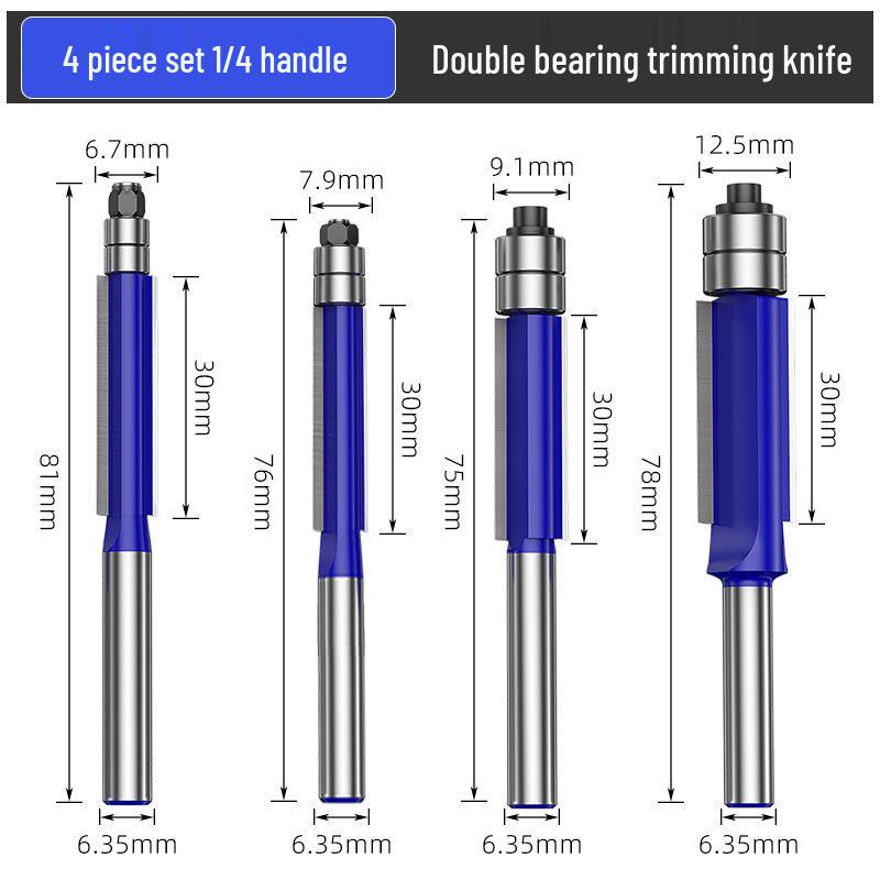 Woodworking Engraving Trimming Knife Double Bearing Router Machine with Double Edge Milling Cutter and Panel Saw