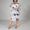 European & American English Print Loose Shirt Dress - Women's Casual Long Sleeve Spring Dress