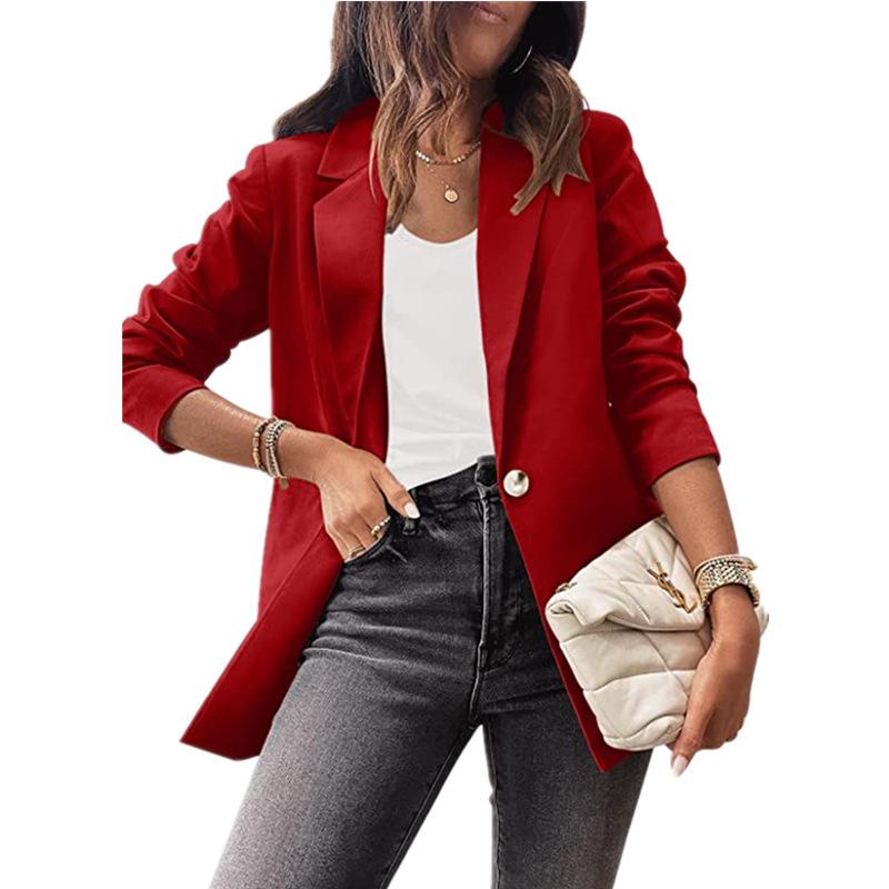 GMXIA Женские винтажные повседневные однотонные куртки и пальто с воротником-поло с длинными рукавами и осенне-зимним принтом