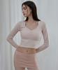 Женская одежда для йоги Debiweeo Devi-T0126-Хлопок Персиковый Пилатес Джули Сборки Длинный рукав