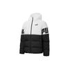 Colorblock Logo Print Hooded Down Jacket Men Outerwear Black White 848172-01