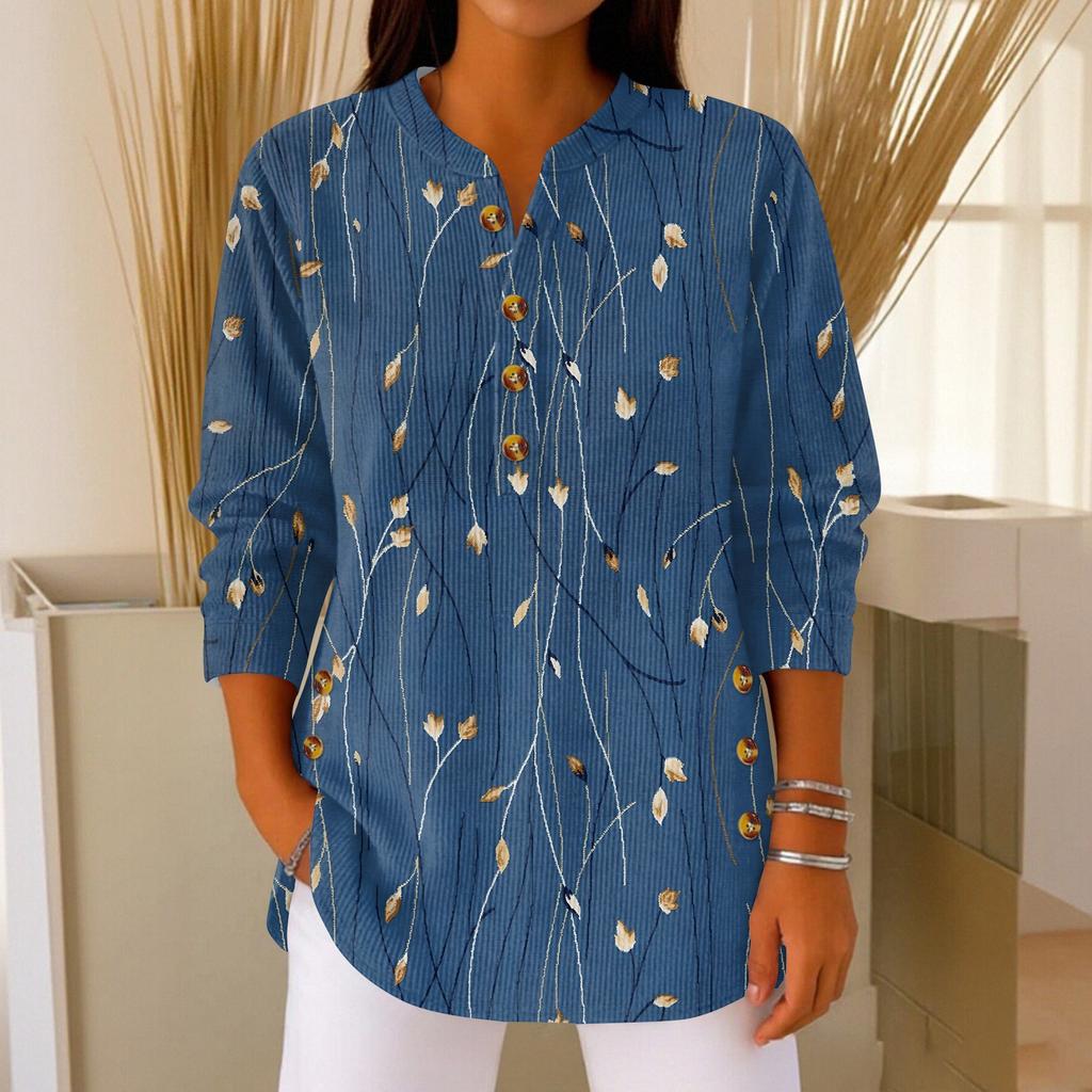 Женский модный пуловер с длинными рукавами и рождественским принтом, с воротником на пуговицах