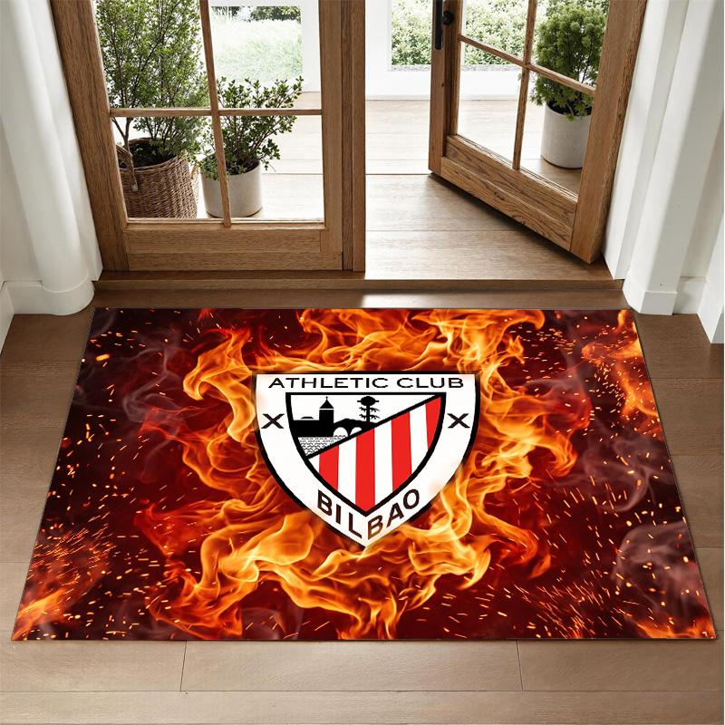 Athletic Bilbao Football Design Crystal Velvet Rug Soft Decorative Mat for Bedroom Entrance