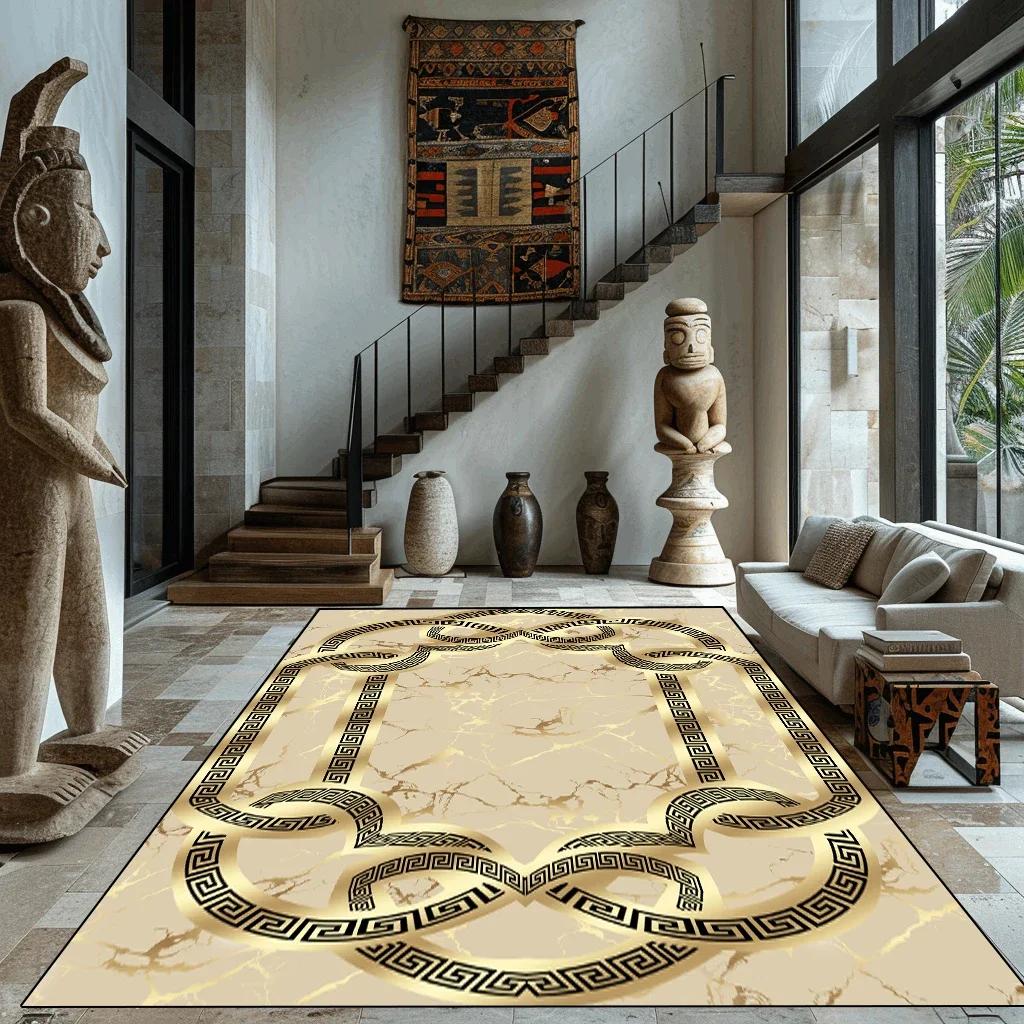 Luxury Marble Large Carpet For Living Room 200X300 Black Light Decoration Study Area Rug Washable Y2K Bedroom Home Mats Non-Slip