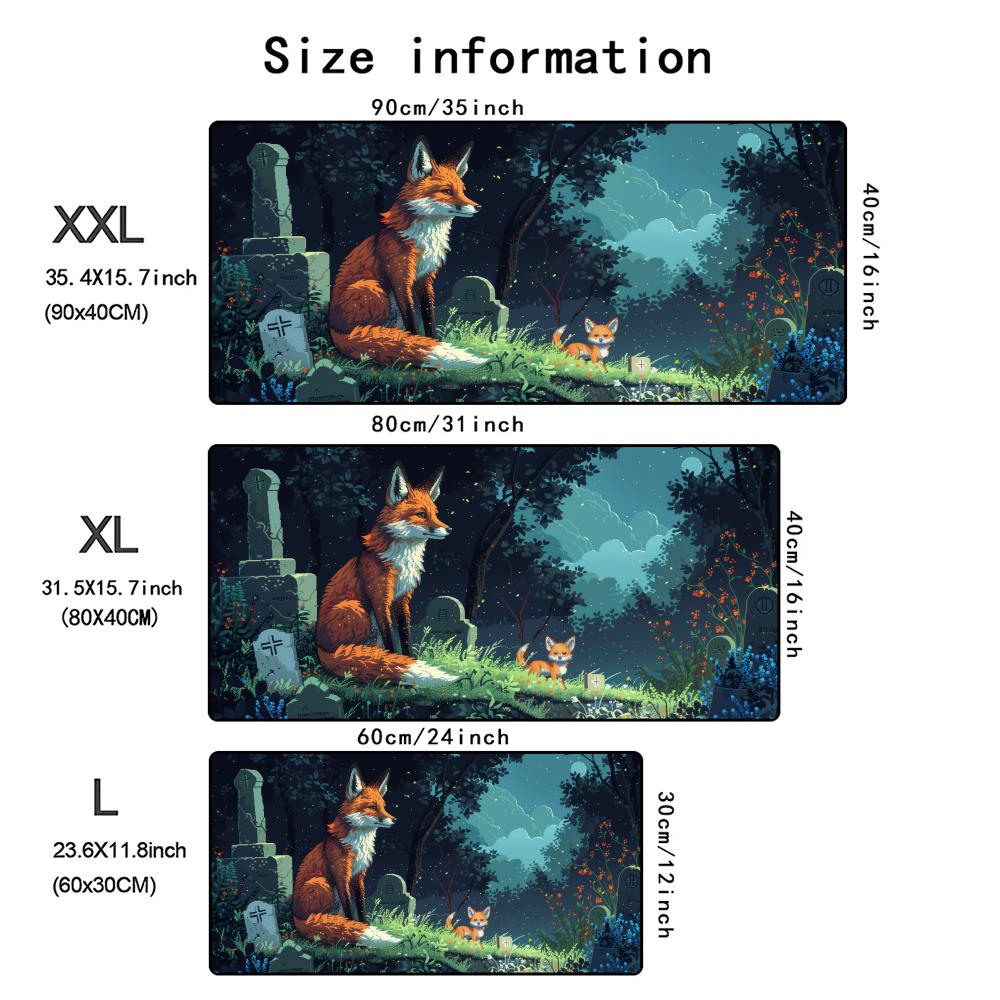 Животное Лиса Коврик для мыши Большой Игровой аксессуар XXL Прошитые края Настольные коврики Нескользящий Клавиатура Компьютера Настольный коврик Ноутбук Длинный коврик для мыши