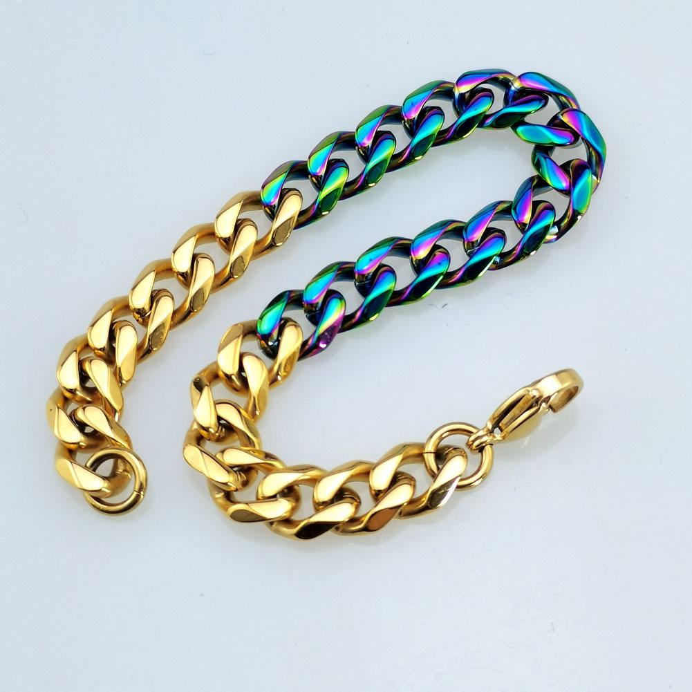 New 316L stainless steel gold and iridescence dual Hip hop bracelet anklet