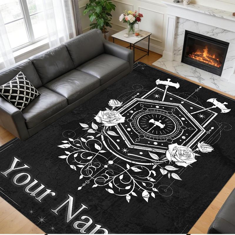 Crystal Velvet Rug Custom Name Text, Soft Non Slip Floor Mat Home DecorSleep Token