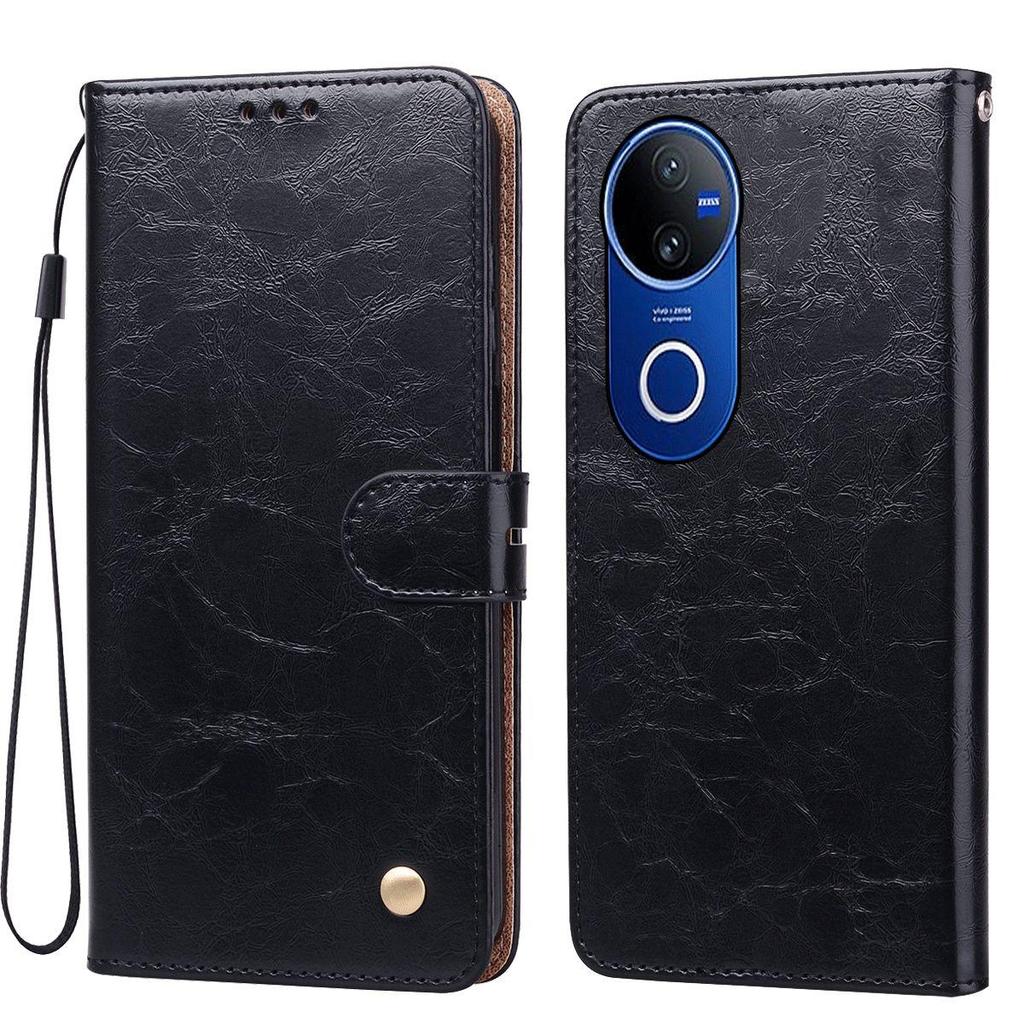 Винтажный чехол-бумажник из ПУ кожи с текстурой Crazy Horse для Vivo V50, с держателем для карт, подставкой, противоударный, защитный