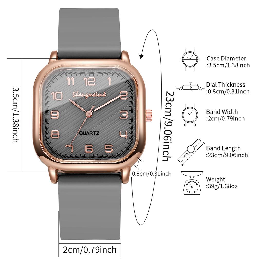 Square Silicone Women Watches Casual Strap Quartz Watch For Girls Clock