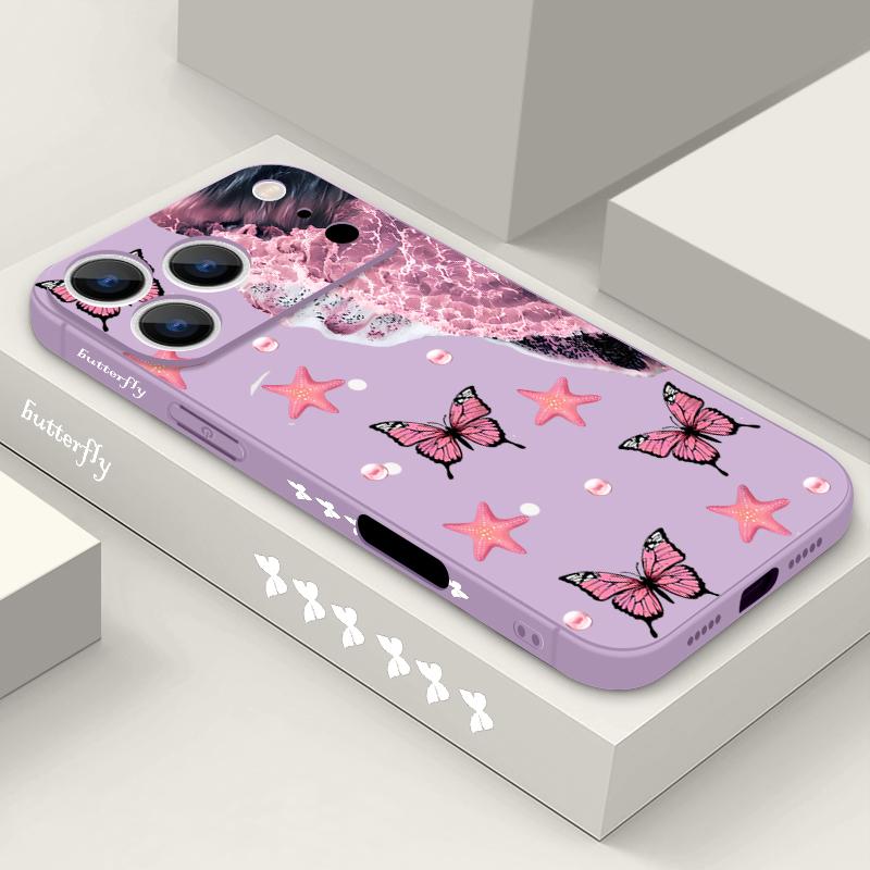 Фантастический чехол-ремешок с принтом бабочки для iPhone 17 Pro Max Funda iPhone 16 15 14 13 Pro Max 11 16E 17E Мягкая силиконовая крышка