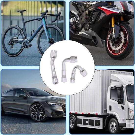 Tire Valve Extension Set 45 90 135 Degree Angled Adaptors for Car Motorcycle Bike Universal Inflator Nozzle Extenders