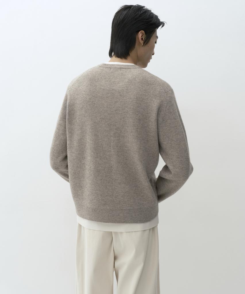 MUSINSA STANDARD [Victoria Wool] Minimal Ribbed Crop Knit [Oatmeal]