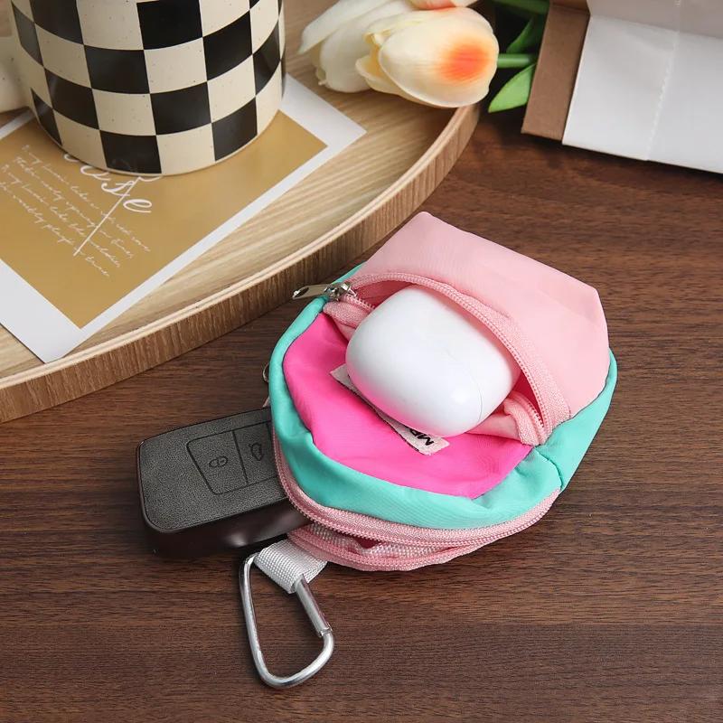 Изысканный цветной кошелек для монет Macaron, милый кошелек для монет на молнии, помада, сертификат, маленькая сумка для хранения, школьный рюкзак, кулон