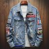 Men's Trendy European Streetwear Loose Denim Jacket with Distressed Design for Spring and Autumn