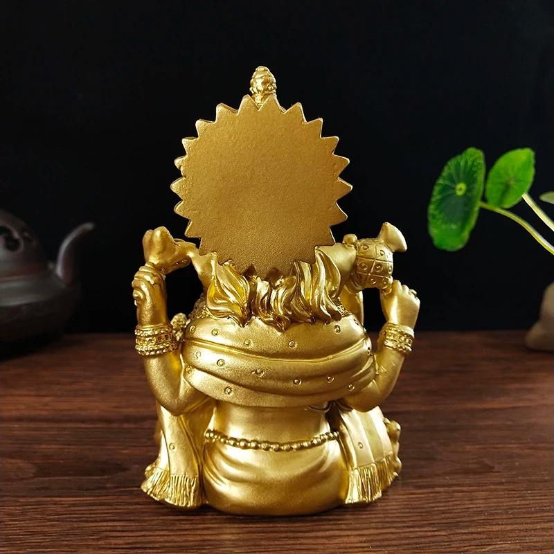 Gold Lord Ganesha Statue Sculpture Big Resin Ornaments Hindu Elephant God Buddha Statues Figurine Home Decoration Lucky Gifts