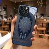 Стеклянный чехол для телефона с узором синего ковра, подходит для iPhone 17 16 15 14 13 12 11 Pro/Max/Plus, противоударная задняя крышка