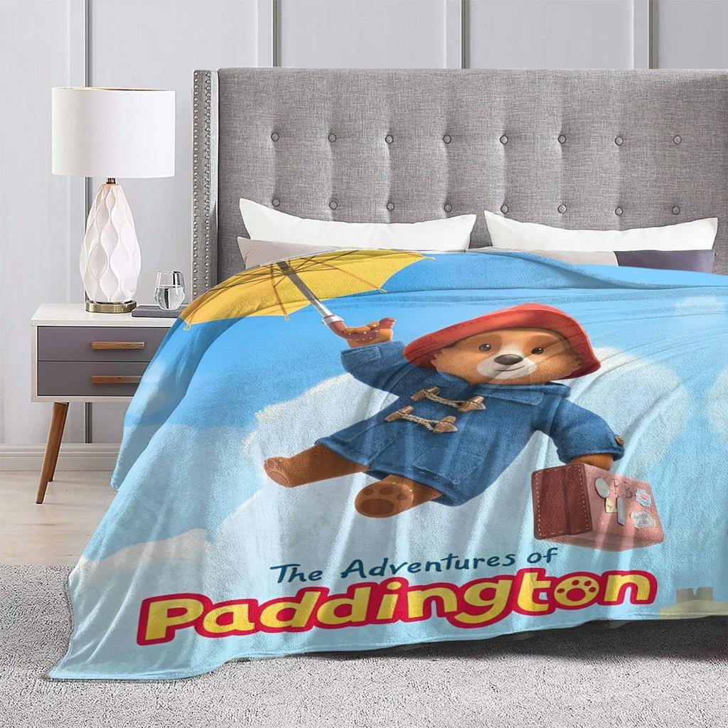 Britain Paddington Brown Bear Warm Blanket Cute Movie Cartoon Travel Plush Throw Blanket Flannel Bedspread Sofa Bed Cover