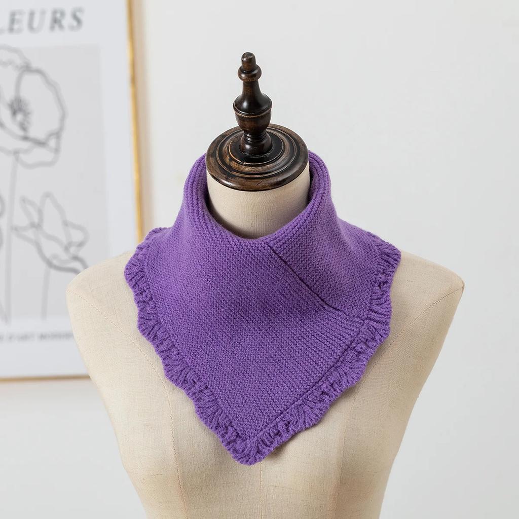 Толстый зимний теплый шарф с кольцом, женский однотонный вязаный полосатый шейный платок, уличная лыжная полная маска, шерстяная пряжа, глушитель Bufanda