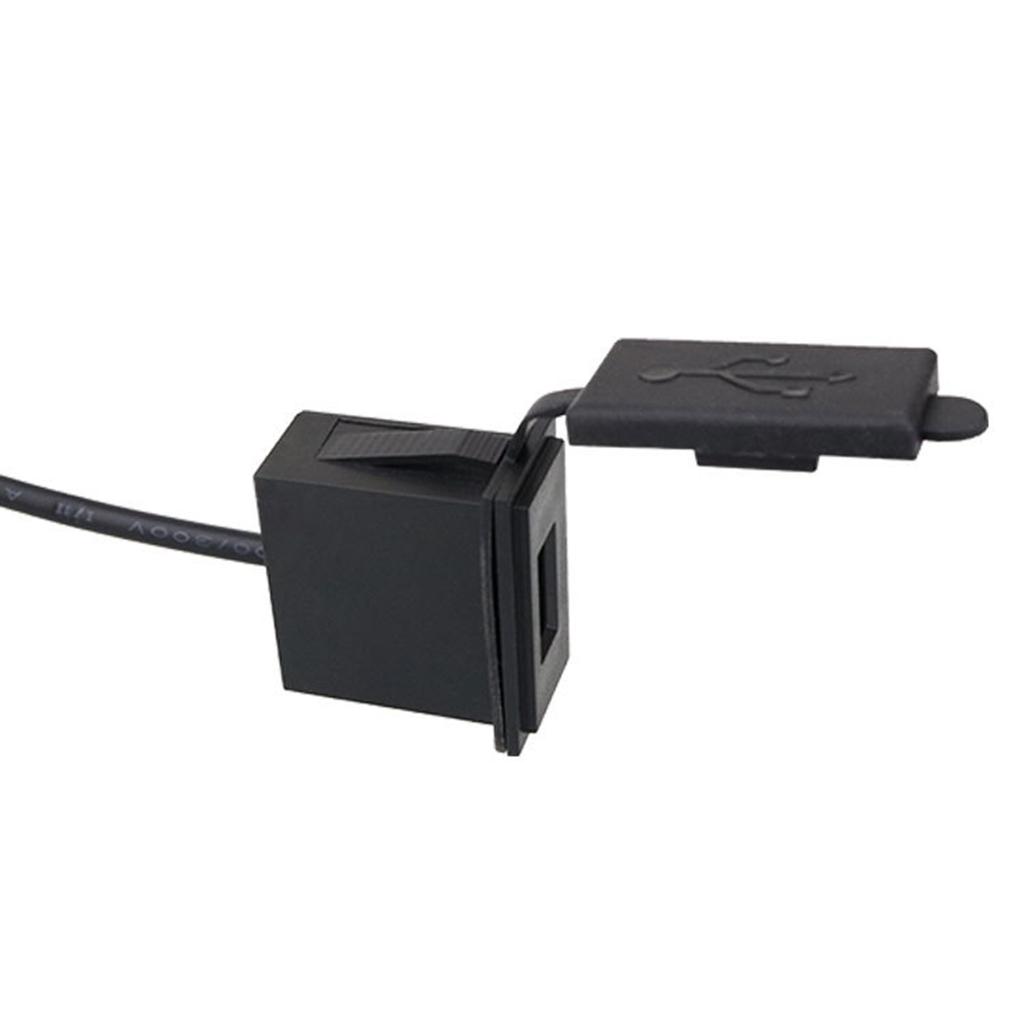 Автомобильное зарядное устройство, розетка 12/24 В, адаптер 2,4 А, один USB-адаптер квадратной формы, водонепроницаемый переключатель питания для защиты автомобиля