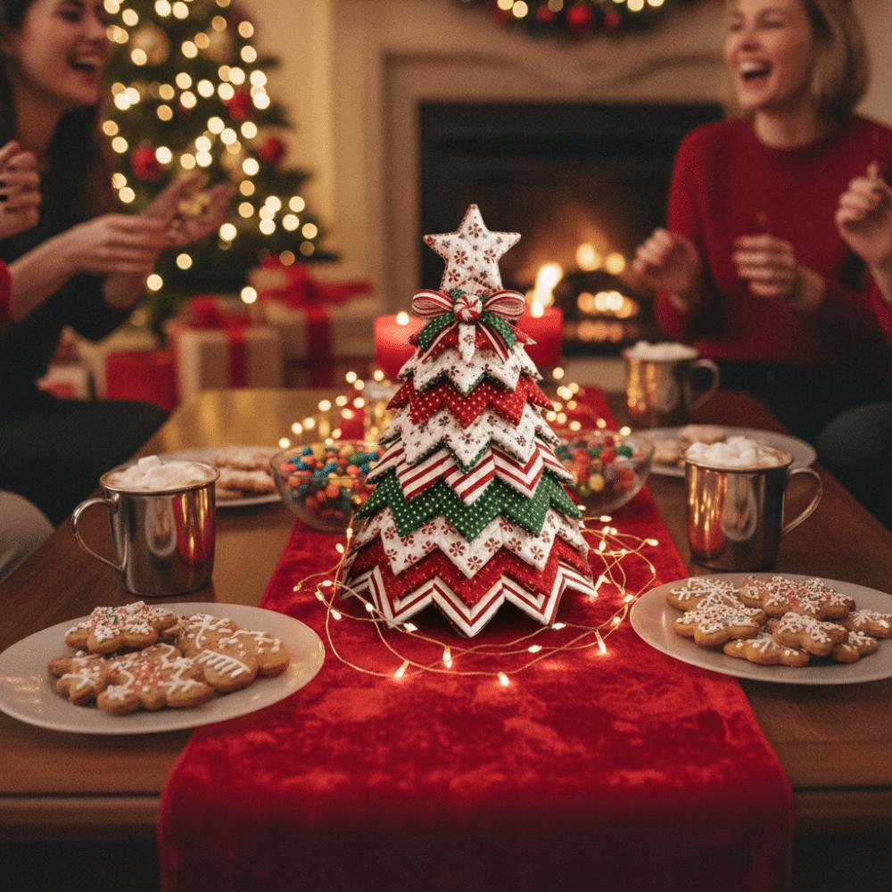 Vintage Fabric Patchwork Christmas Tree Kit Layered Christmas Tree Sewing Craft Kit Holiday Gift