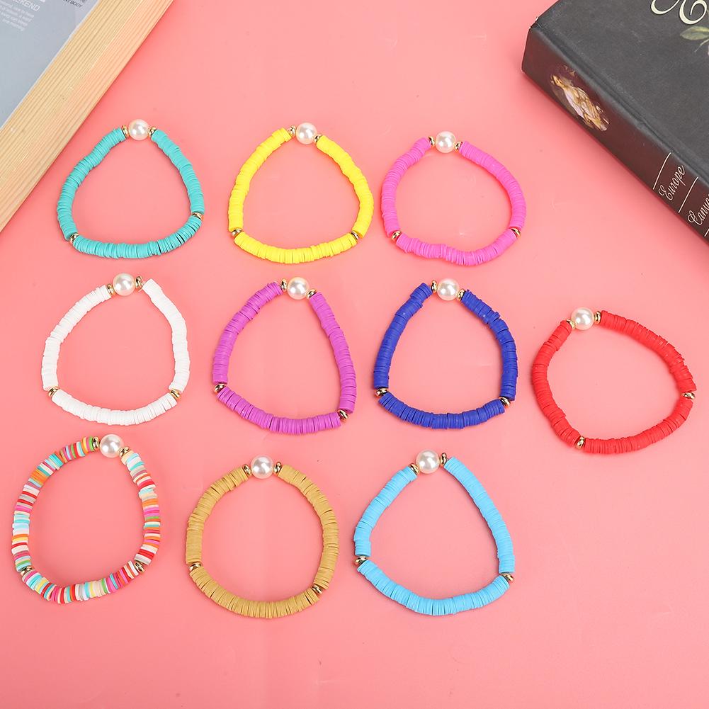 10pcs Bracelet Faux Pearl Colorful Fashionable Personality Women Bracelet Jewelry Gift