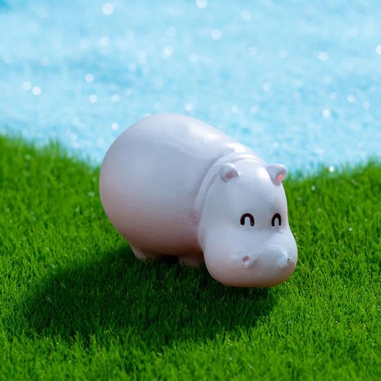 Миниатюрная фигурка бегемота, мини-мультяшный бегемот, украшение своими руками, микропейзаж, сказочный сад, животное, смоляная статуэтка, украшение